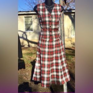 Vtg Plaid Skirt Set